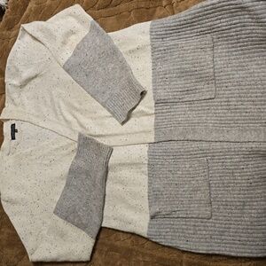 Love Ellie Stitch Fix White/Gray Speckled Cardigan Sweater Long Duster XL